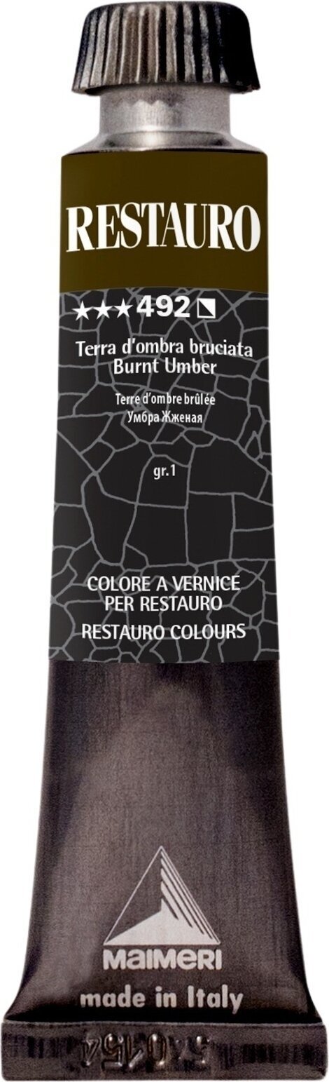 Festék a helyreállításhoz Maimeri Varnish Restauro Restauráló festék Burnt Umber 492 20 ml 1 db