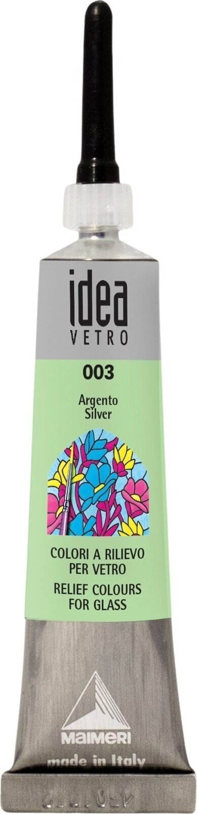 Lasimaali Maimeri Vetro Rilievo Glass Paint Silver 003 20 ml 1 kpl