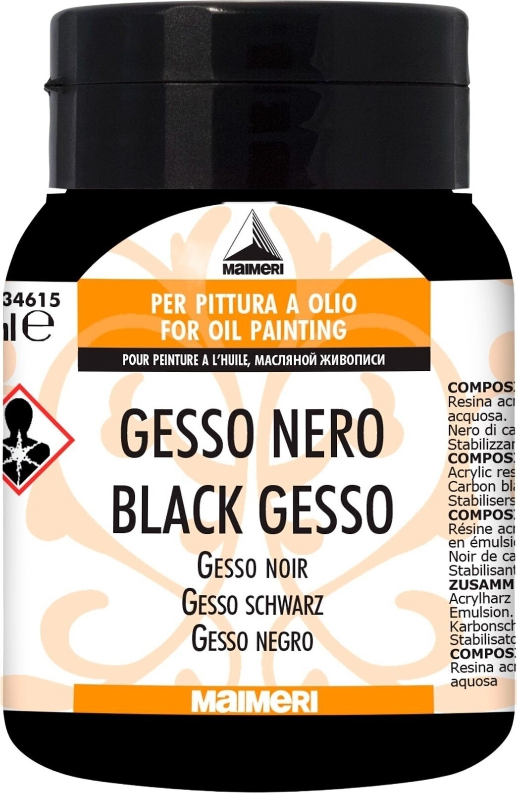 Pasta za strukturiranje Maimeri Black Gesso Pasta za strukturiranje 500 ml Black