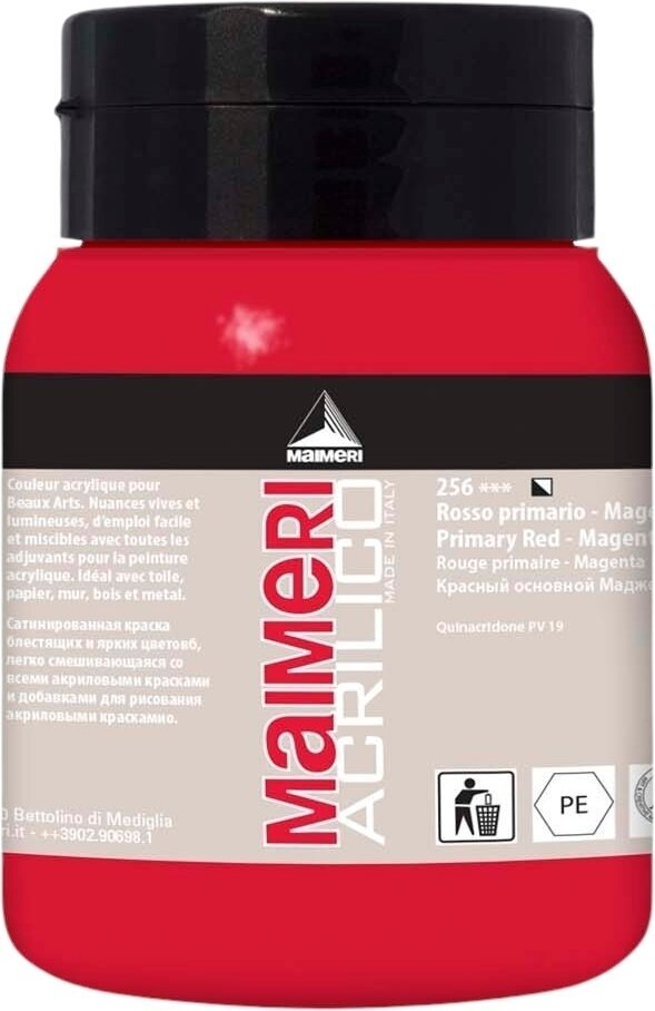 Peinture acrylique Maimeri Acrilico Peinture acrylique Primary Red Magenta 256 500 ml 1 pc