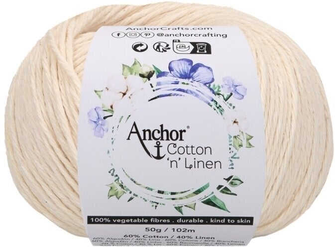 Fio de croché Anchor Cotton 'n' Linen 00002 Pearl Fio de croché