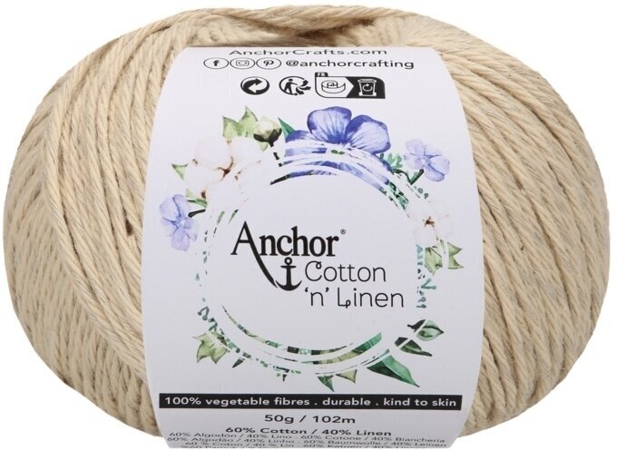 Háčkovacia priadza Anchor Cotton 'n' Linen 00003 Bone Háčkovacia priadza