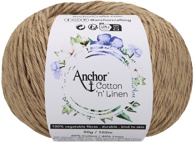 Hilo de ganchillo Anchor Cotton 'n' Linen 00004 Latte Hilo de ganchillo