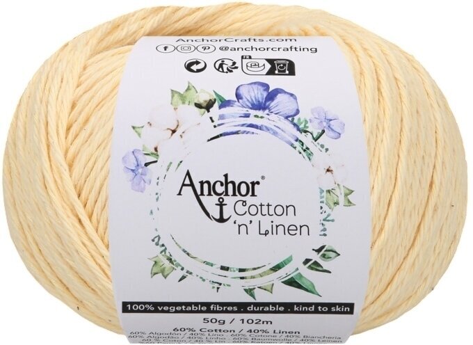 Fil de crochet Anchor Cotton 'n' Linen 00009 Buttermilkarl Fil de crochet