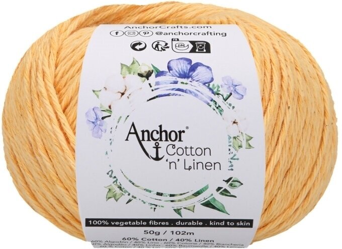 Háčkovací příze Anchor Cotton 'n' Linen 00010 Apricot Háčkovací příze