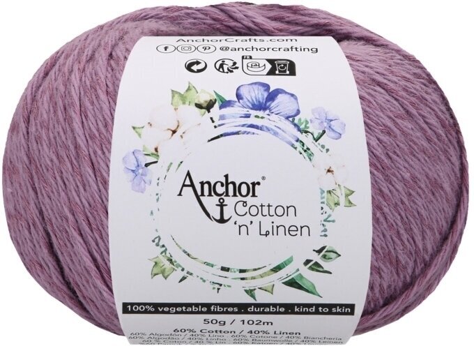 Плетене на една кука прежда Anchor Cotton 'n' Linen 00021 Damson Плетене на една кука прежда