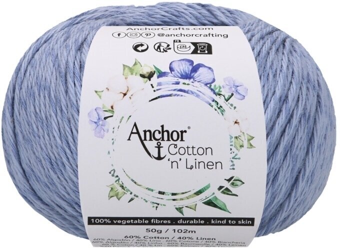 Плетене на една кука прежда Anchor Cotton 'n' Linen 00032 Delft Плетене на една кука прежда