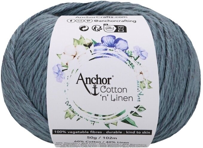 Плетене на една кука прежда Anchor Cotton 'n' Linen 00033 Slate Плетене на една кука прежда