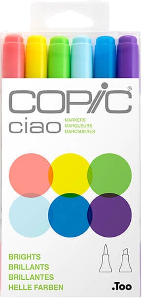 Pixur cu pâslă Copic Ciao Refill cerneală Brights 6 buc