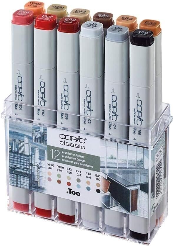 Filtspetspenna Copic Classic Bläckpatron Architecture Colours 12 st