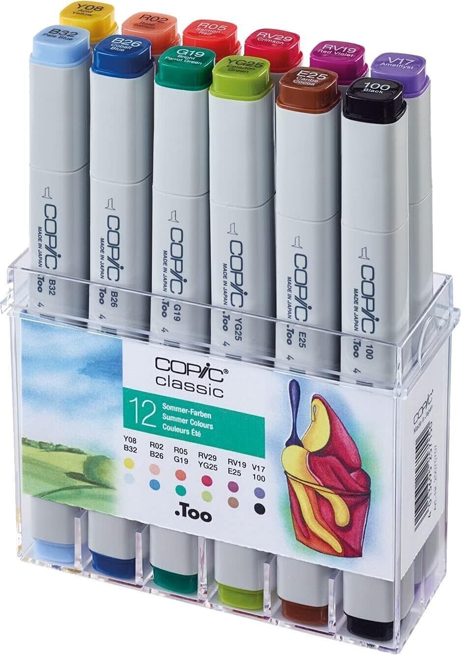 Pixur cu pâslă Copic Classic Refill cerneală Summer Colours 12 buc