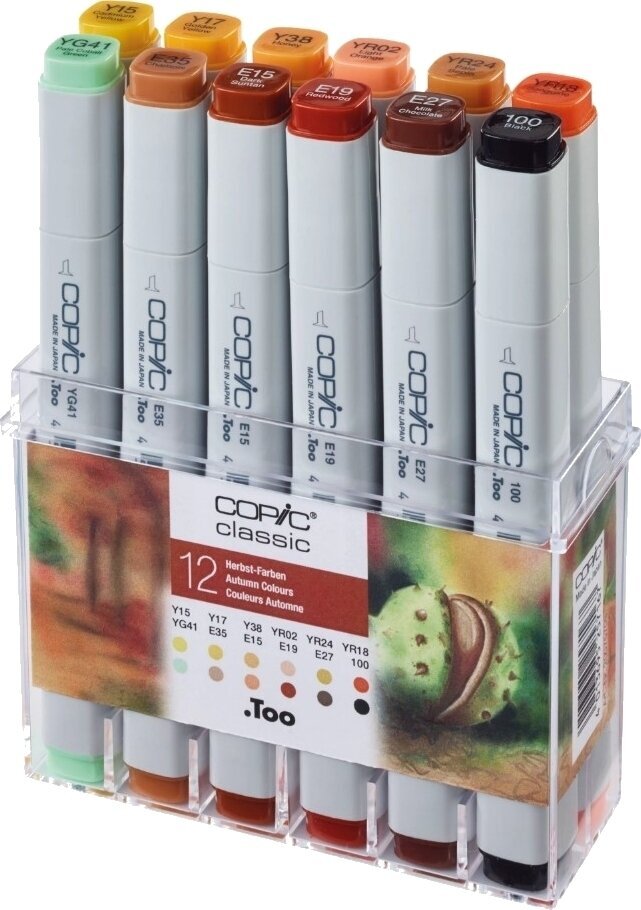 Pixur cu pâslă Copic Classic Refill cerneală Autumn Colours 12 buc