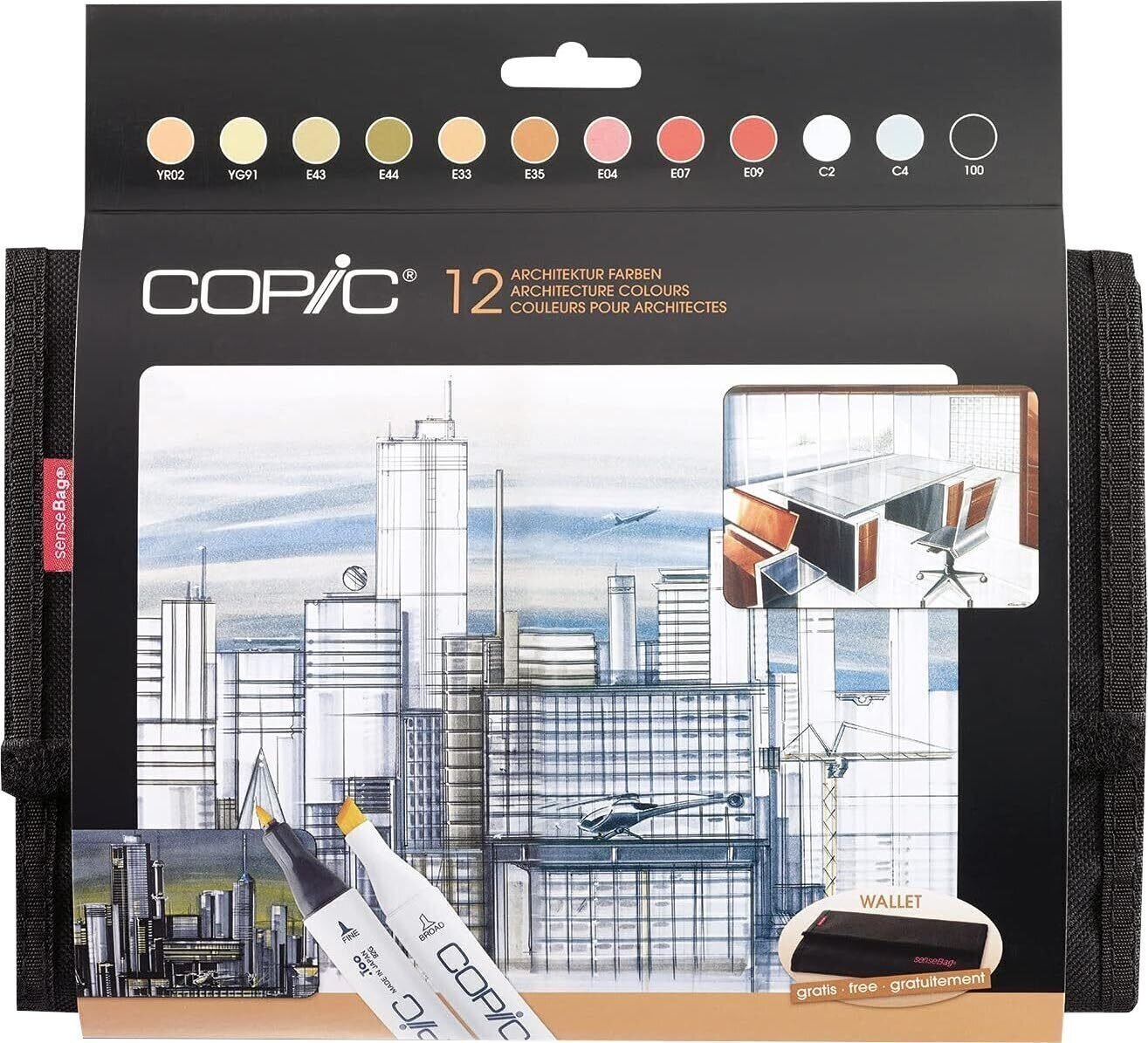 Filtspetspenna Copic Classic Bläckpatron Architecture Colours 12 st