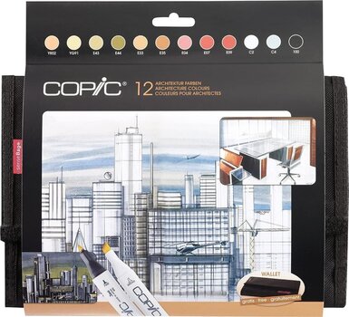 Pixur cu pâslă Copic Classic Refill cerneală Architecture Colours 12 buc - 1