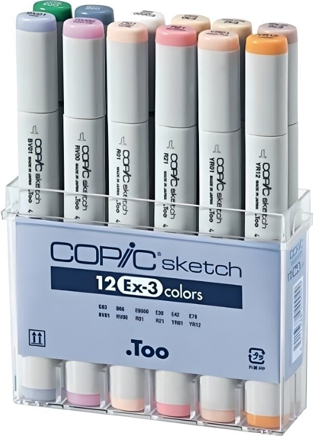 Huopakynä Copic Sketch Mustepatruuna Ex Set 3 12 kpl