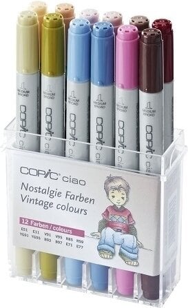 Caneta de feltro Copic Ciao Recarga de tinta Vintage Colours 12 un.