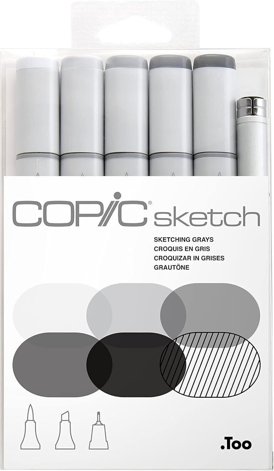 Filtspetspenna Copic Sketch Bläckpatron Sketching Grays 6 st