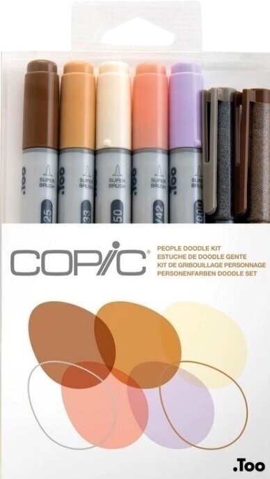 Pixur cu pâslă Copic Ciao Refill cerneală People Doodle Kit 7 buc