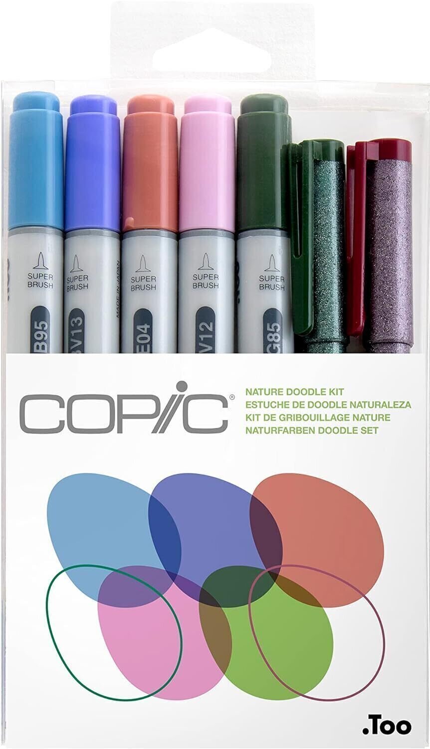 Huopakynä Copic Ciao Mustepatruuna Nature Doodle Kit 7 pcs