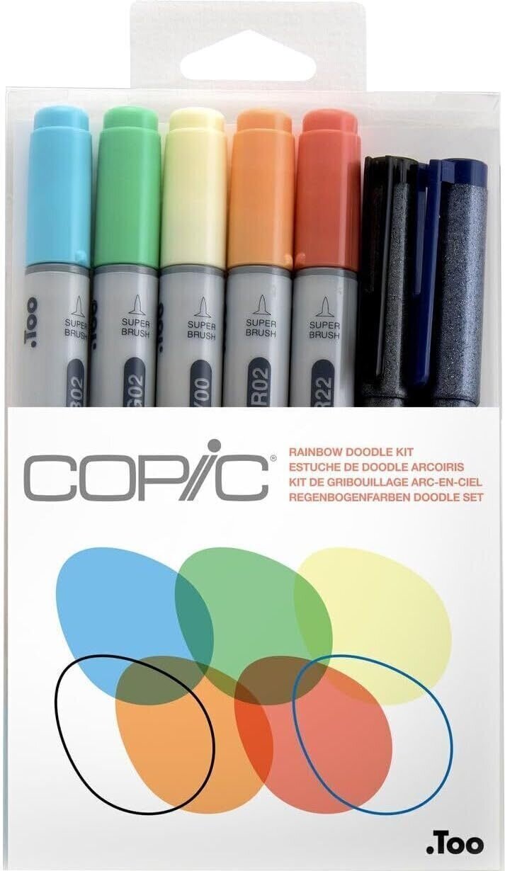 Feutre à point Copic Ciao Cartouche d'encre Rainbow Doodle Kit 7 pièces