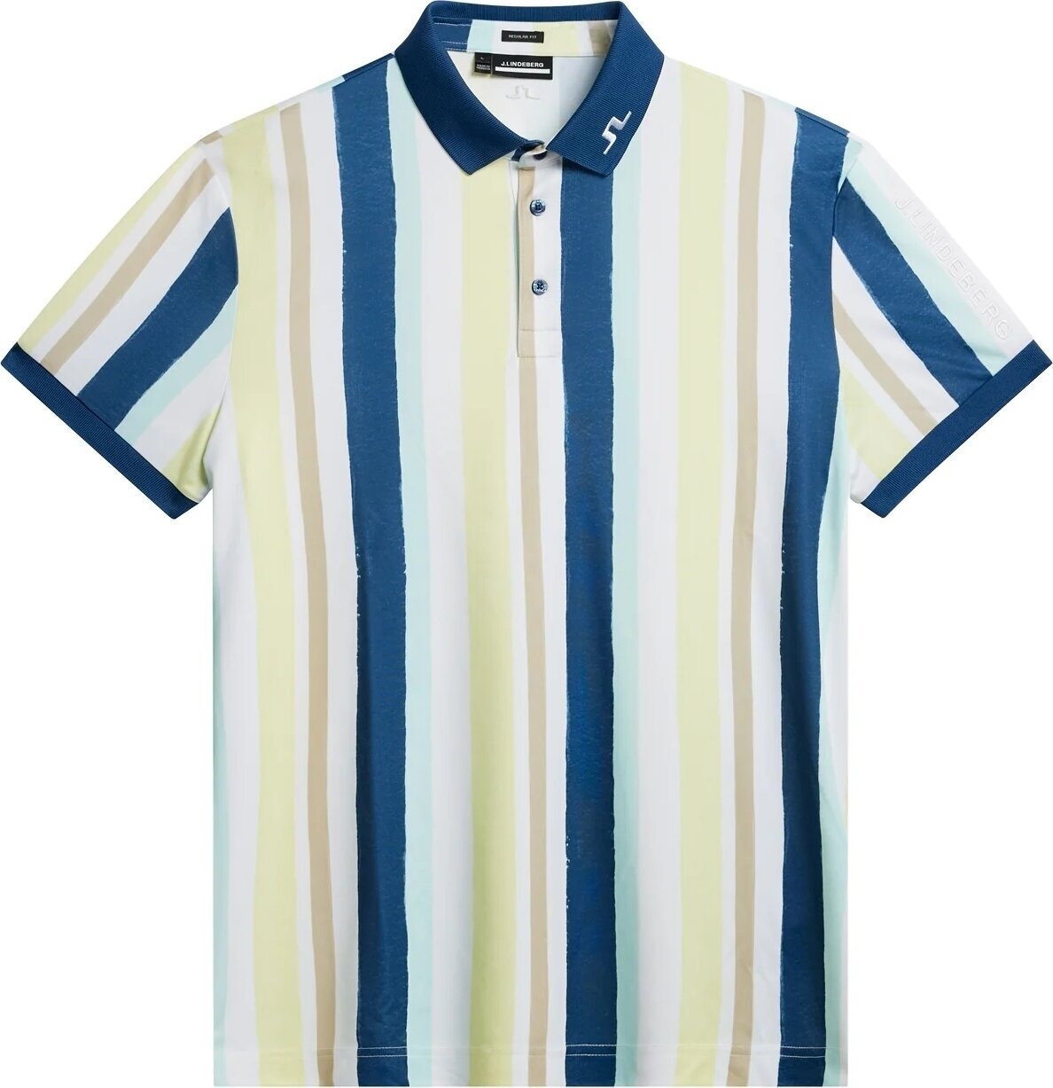 Polo-Shirt J.Lindeberg Tour Tech Reg Fit Print Mens Painted Wax Stripe Yellow M Polo-Shirt