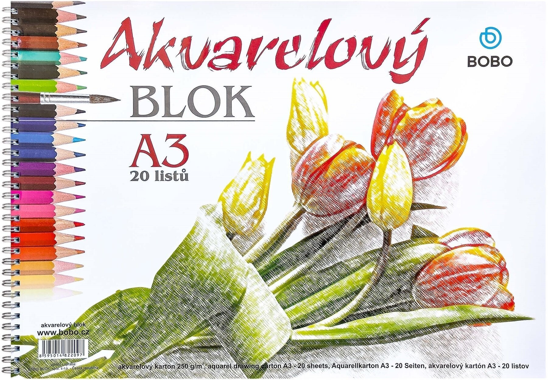 Luonnosvihko Bobo Watercolour Pad A3 250 g Luonnosvihko