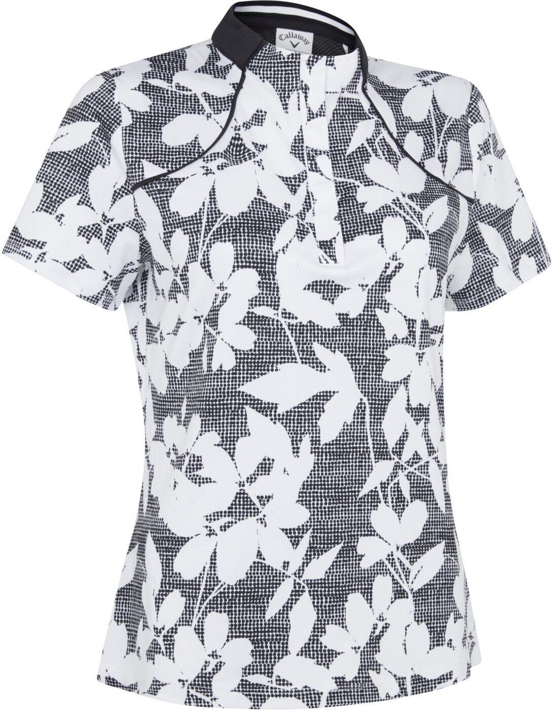 Polo-Shirt Callaway Textured Abstract Floral Womens Caviar XS Polo-Shirt