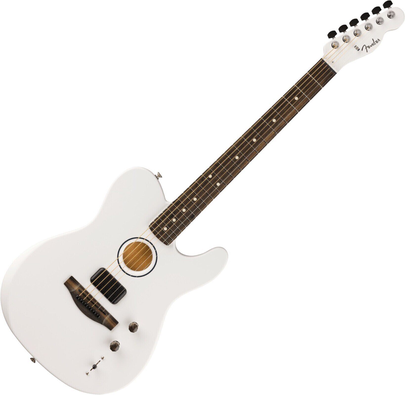 Fender FINNEAS American Acoustasonic Telecaster EB Arctic White Guitare acoustique-électrique