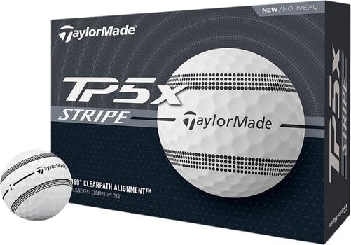 Нова топка за голф TaylorMade TP5x White Stripe Нова топка за голф - 1