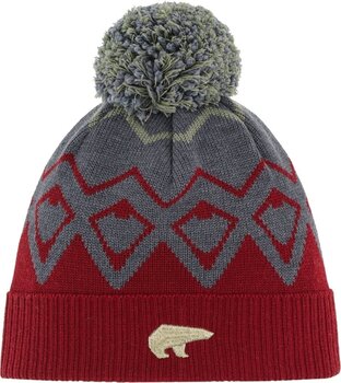 Muts Eisbär Ziggy OS Pompon Beanie Burgundy/Anthracite/Misty Forest UNI Muts - 1