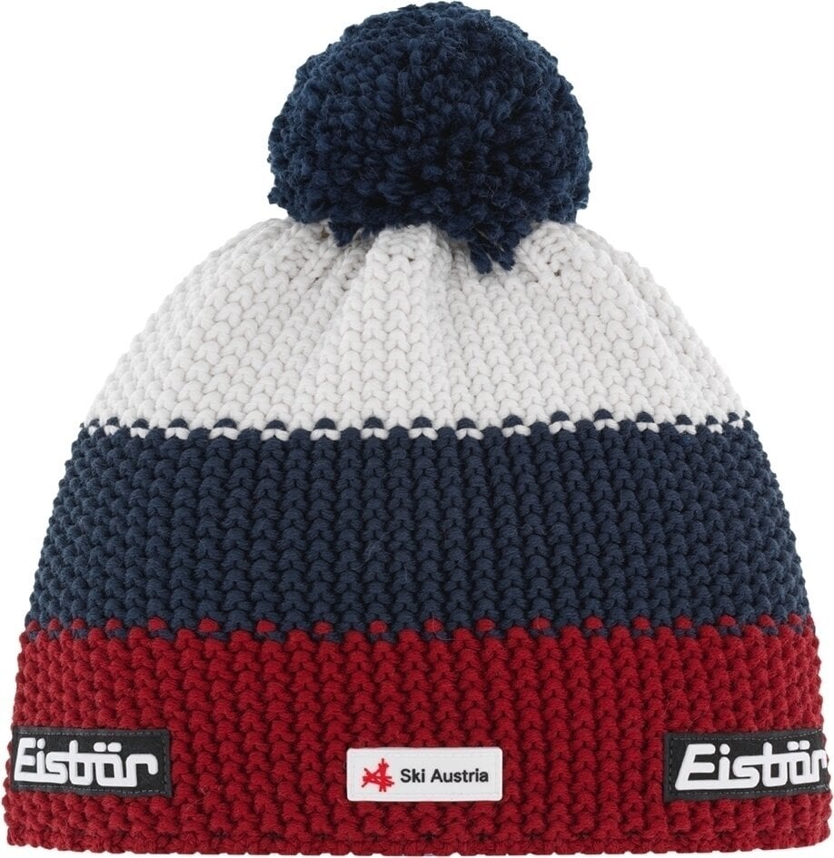 Bonnet Eisbär Star Pompon SKA Beanie Burgundy/Dark Cobalt/White UNI Bonnet