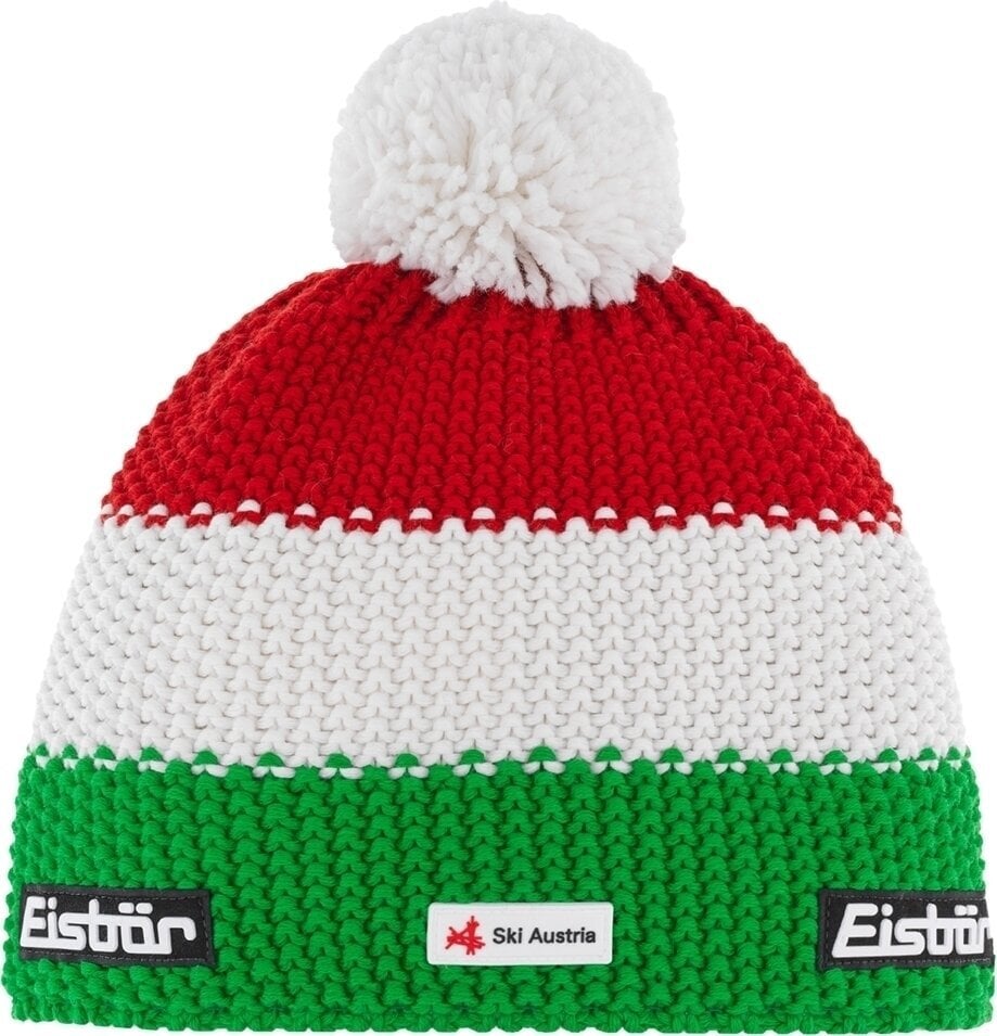 Utomhuskeps, halsvärmare Eisbär Star Pompon SKA Beanie Green/White/Red UNI Utomhuskeps, halsvärmare