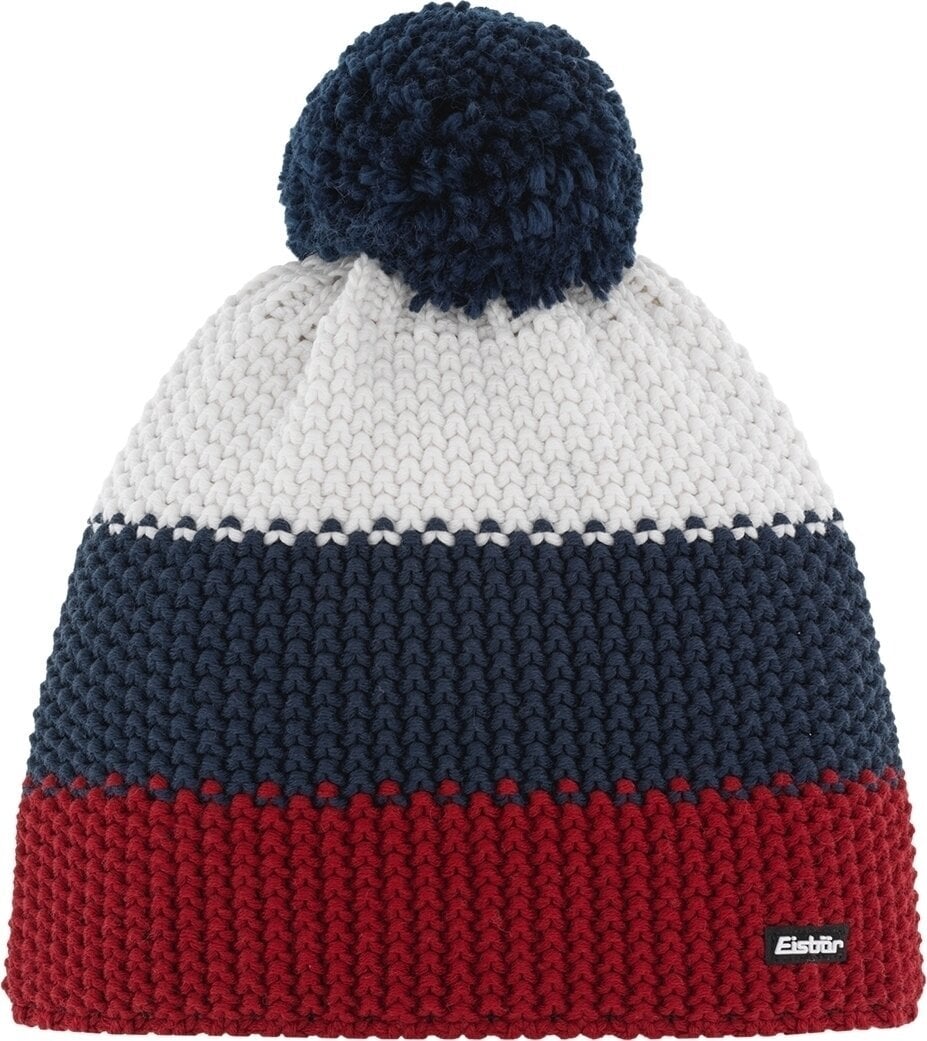 Căciulă Eisbär Star Pompon Beanie Burgundy/Dark Cobalt/White UNI Căciulă