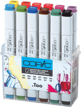 Caneta de feltro Copic Classic Recarga de tinta Bright Colours 12 un. - 1