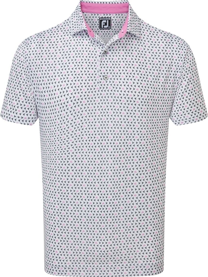 Camiseta polo Footjoy Wasp Print Lisle White/Black/Pink L Camiseta polo