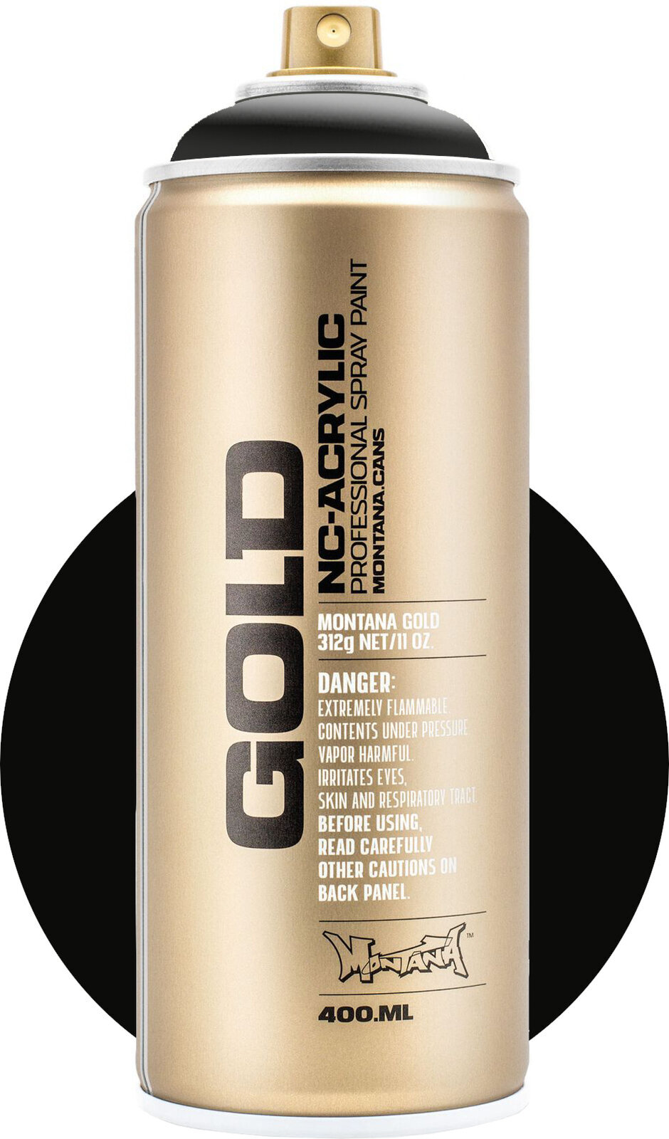 Spuitverf Montana Cans Gold Spuitverf SH9000 Black 400 ml 1 stuk