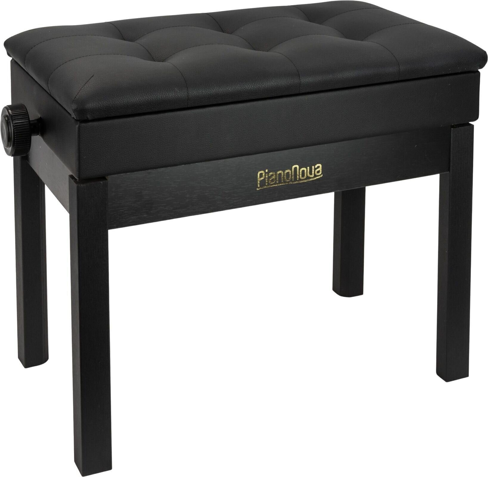 Tabouret de piano en bois Pianonova BCDPS-B Tabouret de piano en bois avec espace de rangement Black