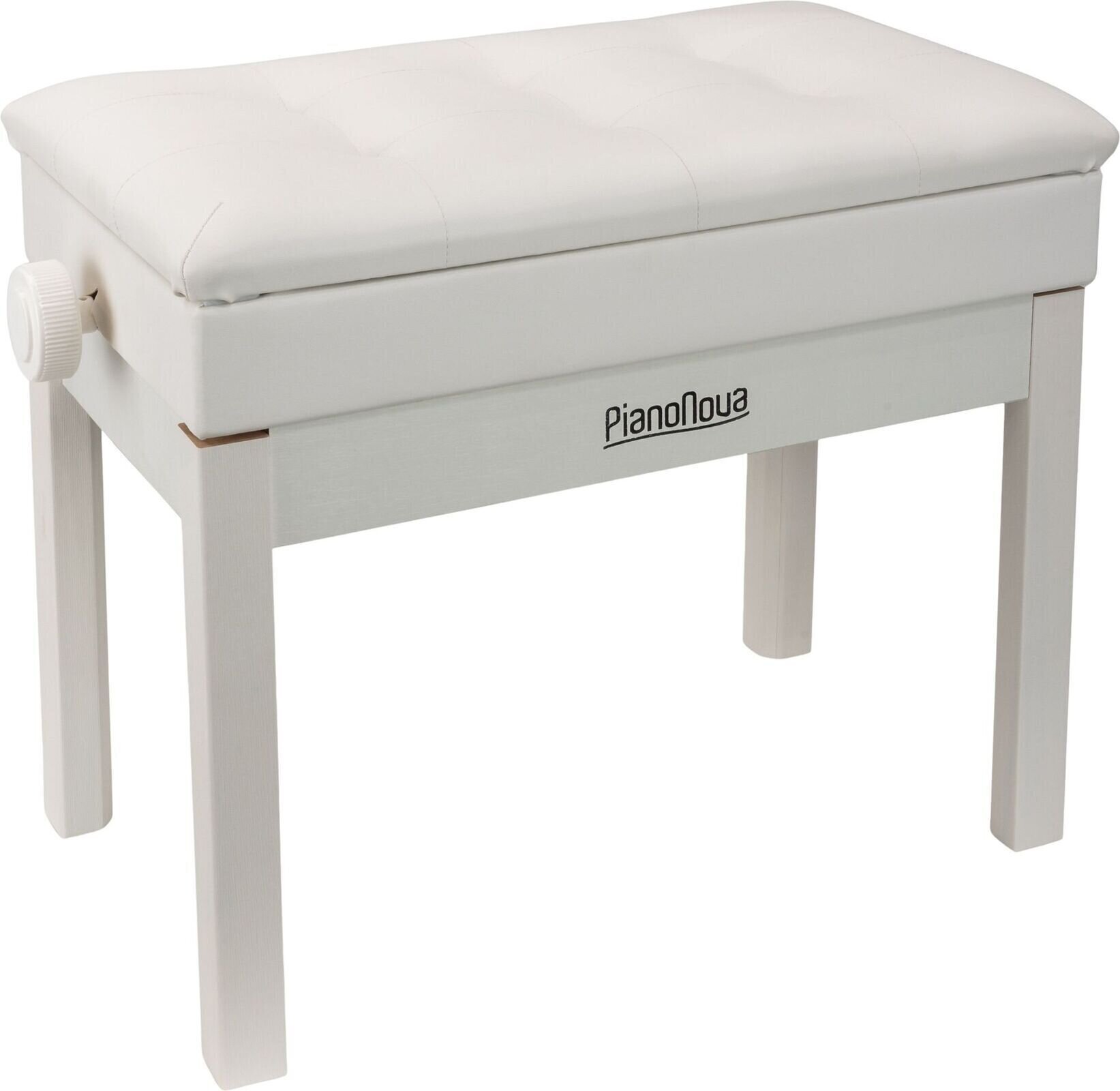 Wooden piano stool Pianonova BCDPS-W Wooden piano stool with Bookcase White