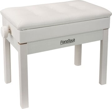 Wooden piano stool Pianonova BCDPS-W Wooden piano stool with Bookcase White - 1