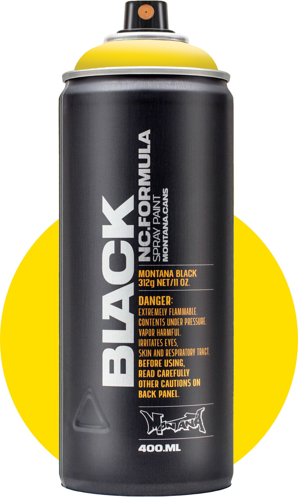 Ruiskumaali Montana Cans Black Spray-maali P1000 Power Yellow 400 ml 1 kpl