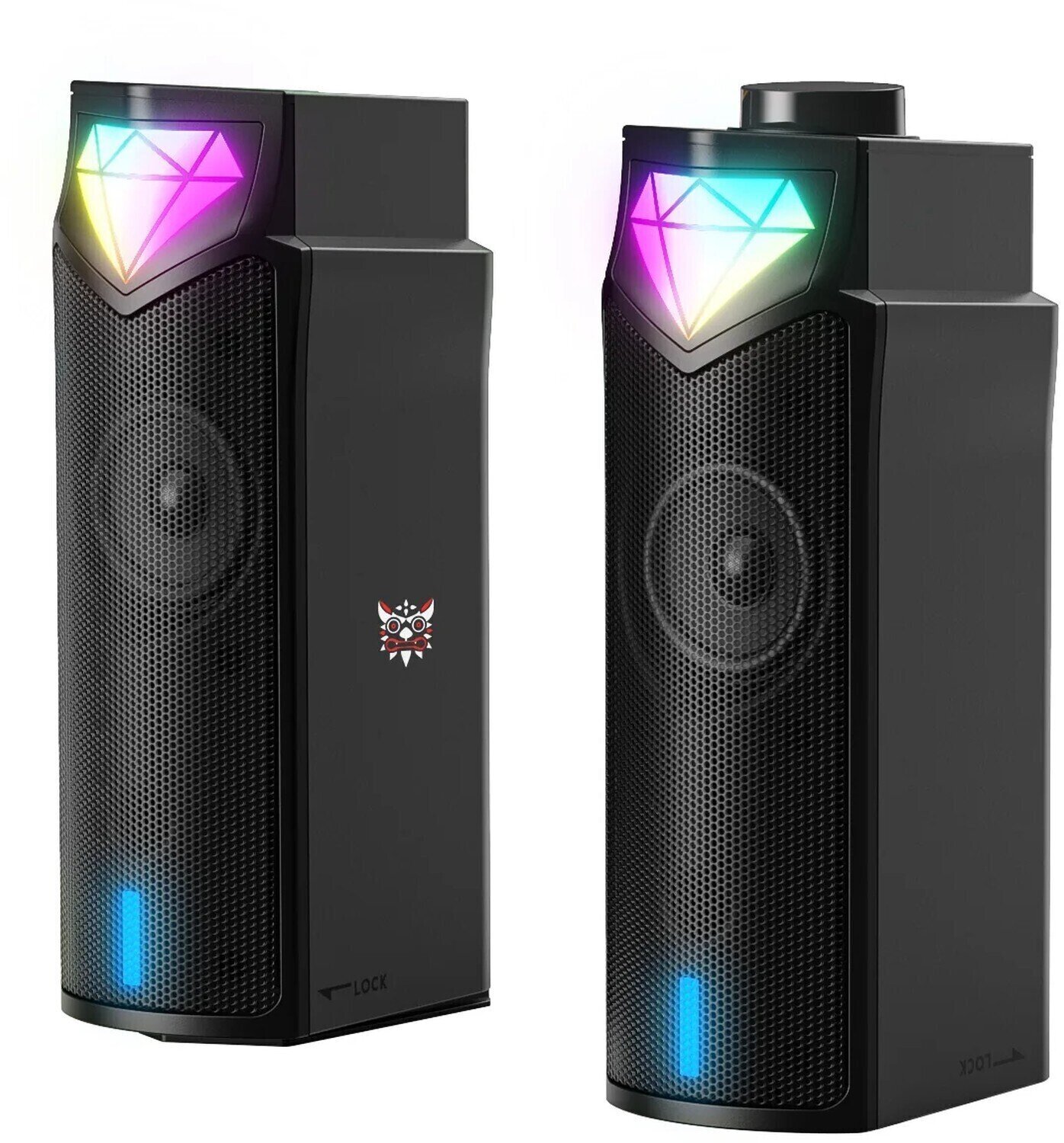 Äänipalkki Onikuma L1 RGB 2-in-1 Bluetooth Gaming Computer Speaker Äänipalkki Black 2 kpl