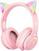 Pc-hoofdtelefoon Onikuma B90 RGB Cat Ear Bluetooth Wireless Gaming Headset Roze Pc-hoofdtelefoon