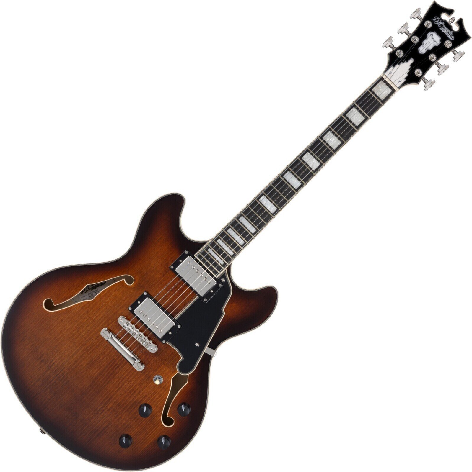 Félakusztikus - jazz-gitár D'Angelico Premier DC Brown Burst Félakusztikus - jazz-gitár