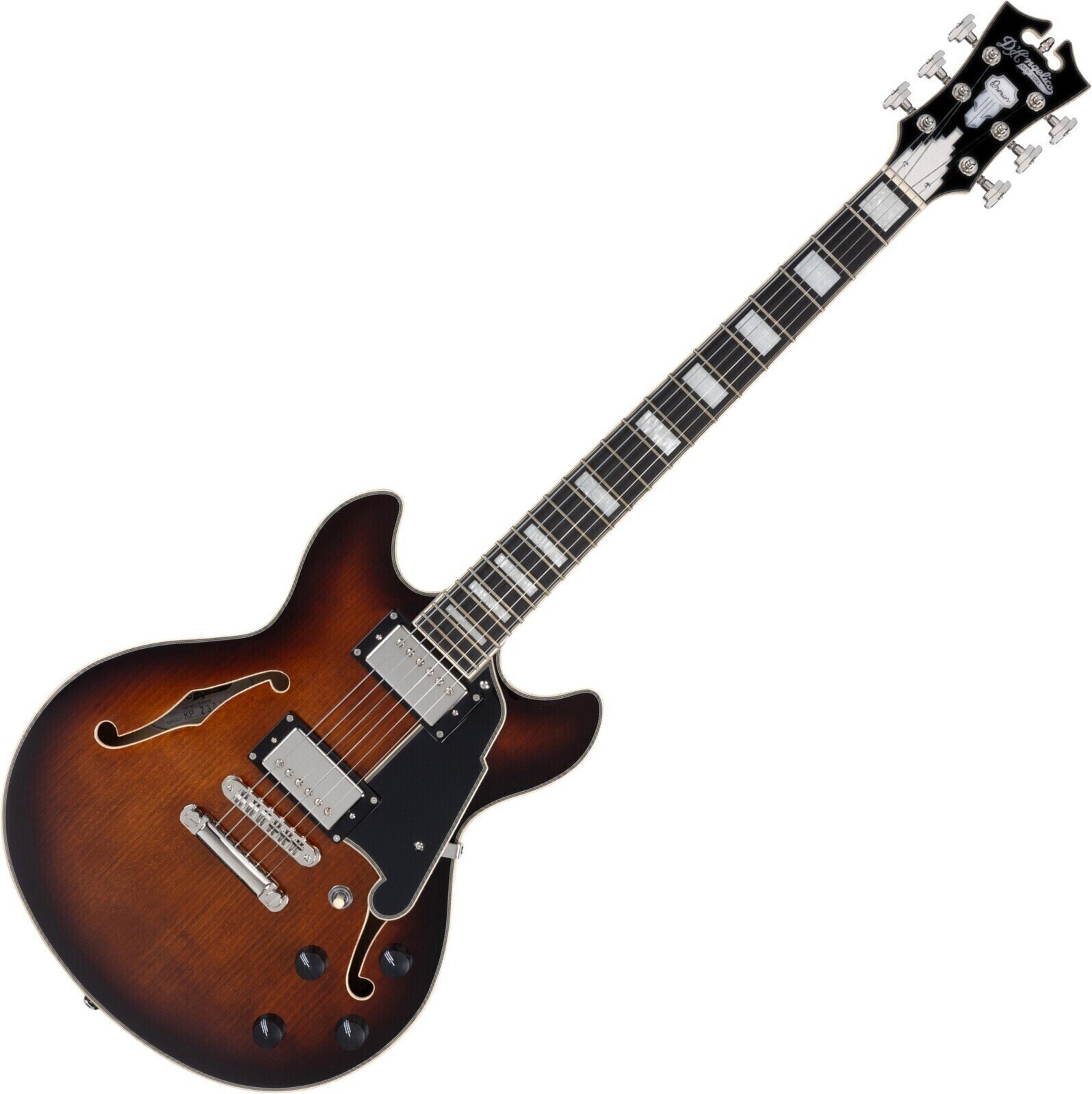 Semiakustická gitara D'Angelico Premier Mini DC Brown Burst Semiakustická gitara