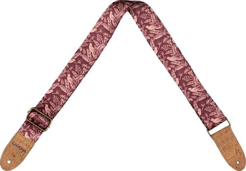 Textile guitar strap Cascha CGS-VC1 Vegan Cork Textile guitar strap Mauve Birds - 1