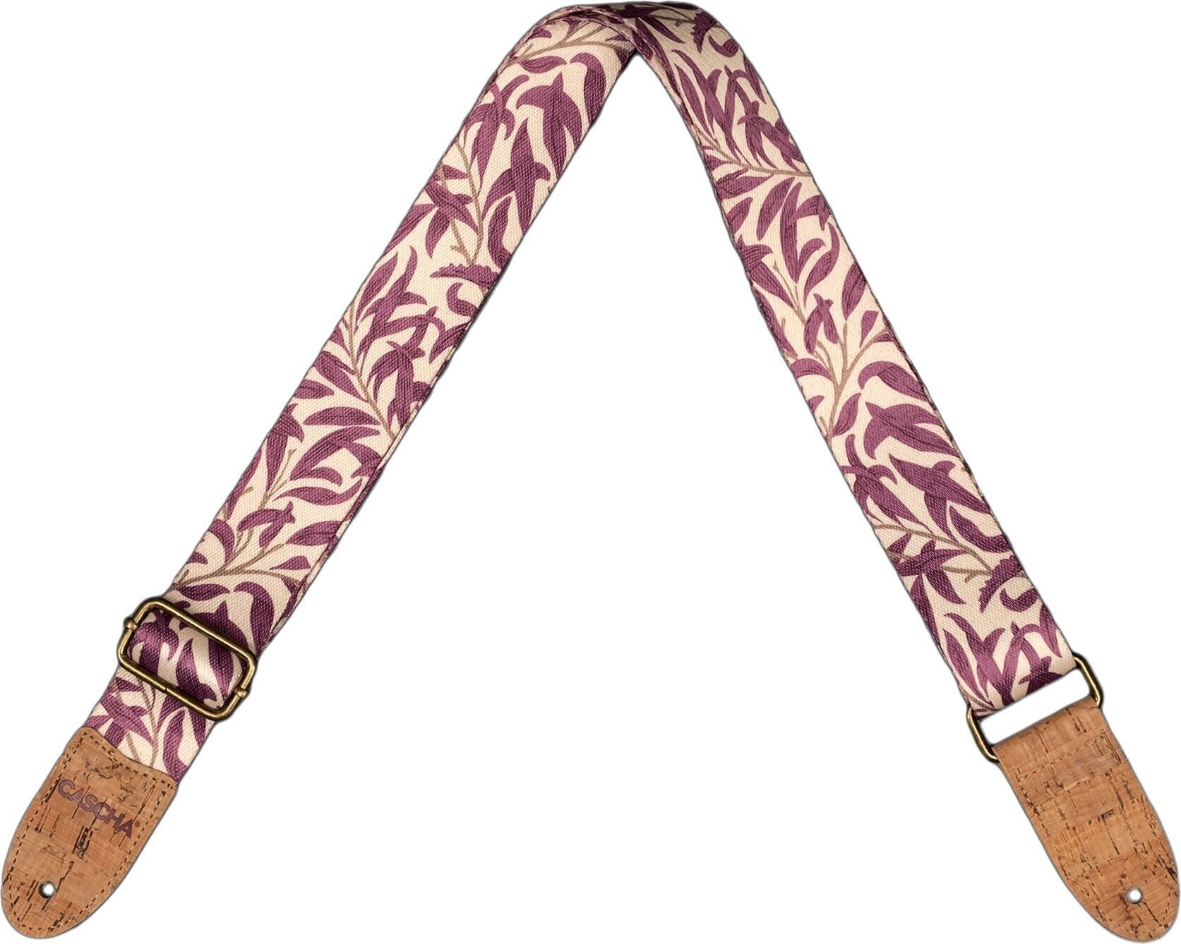 Textile guitar strap Cascha CGS-VC4 Vegan Cork Textile guitar strap Mauve Leaves