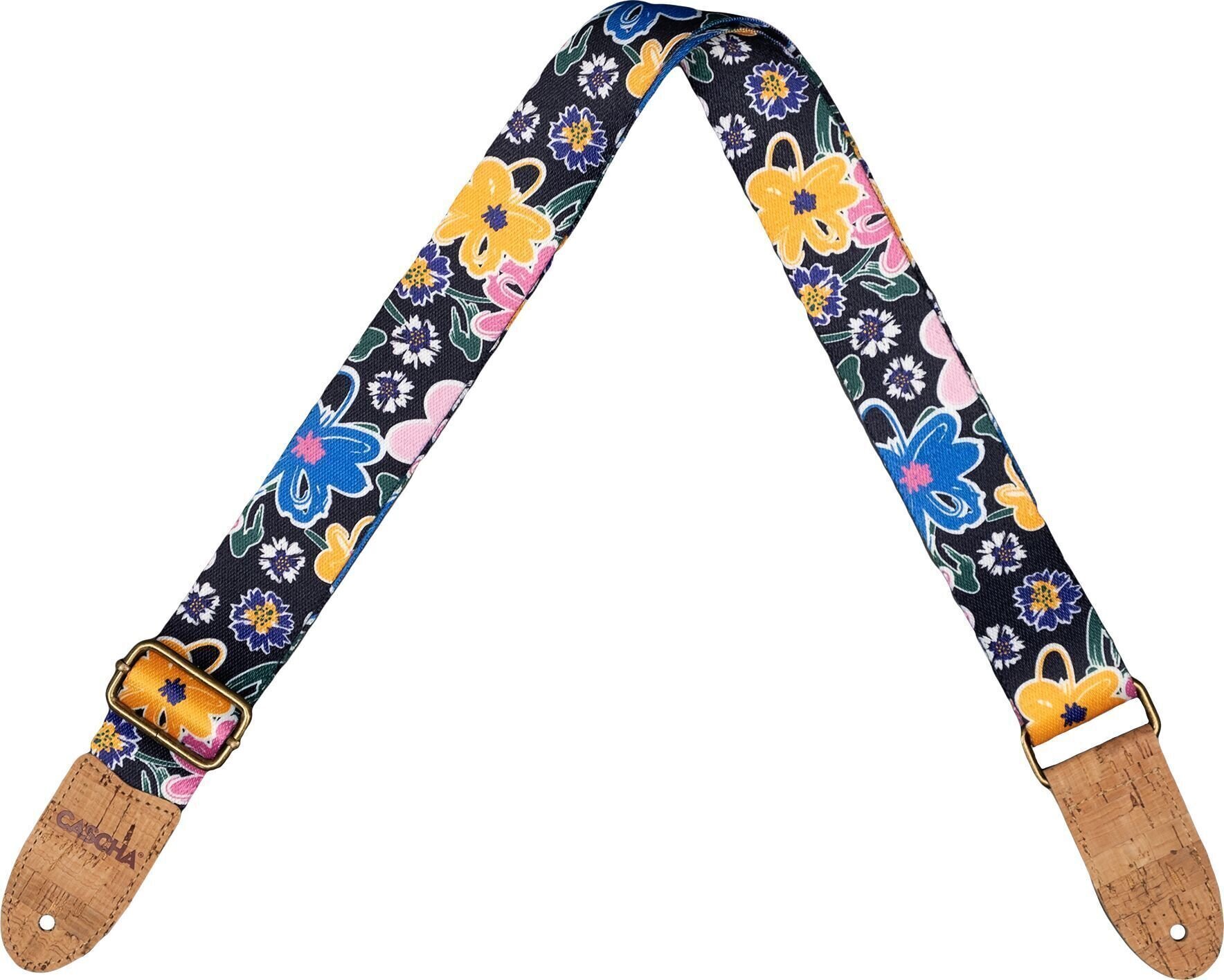 Textile guitar strap Cascha CGS-VC5 Vegan Cork Textile guitar strap Floral Sketch