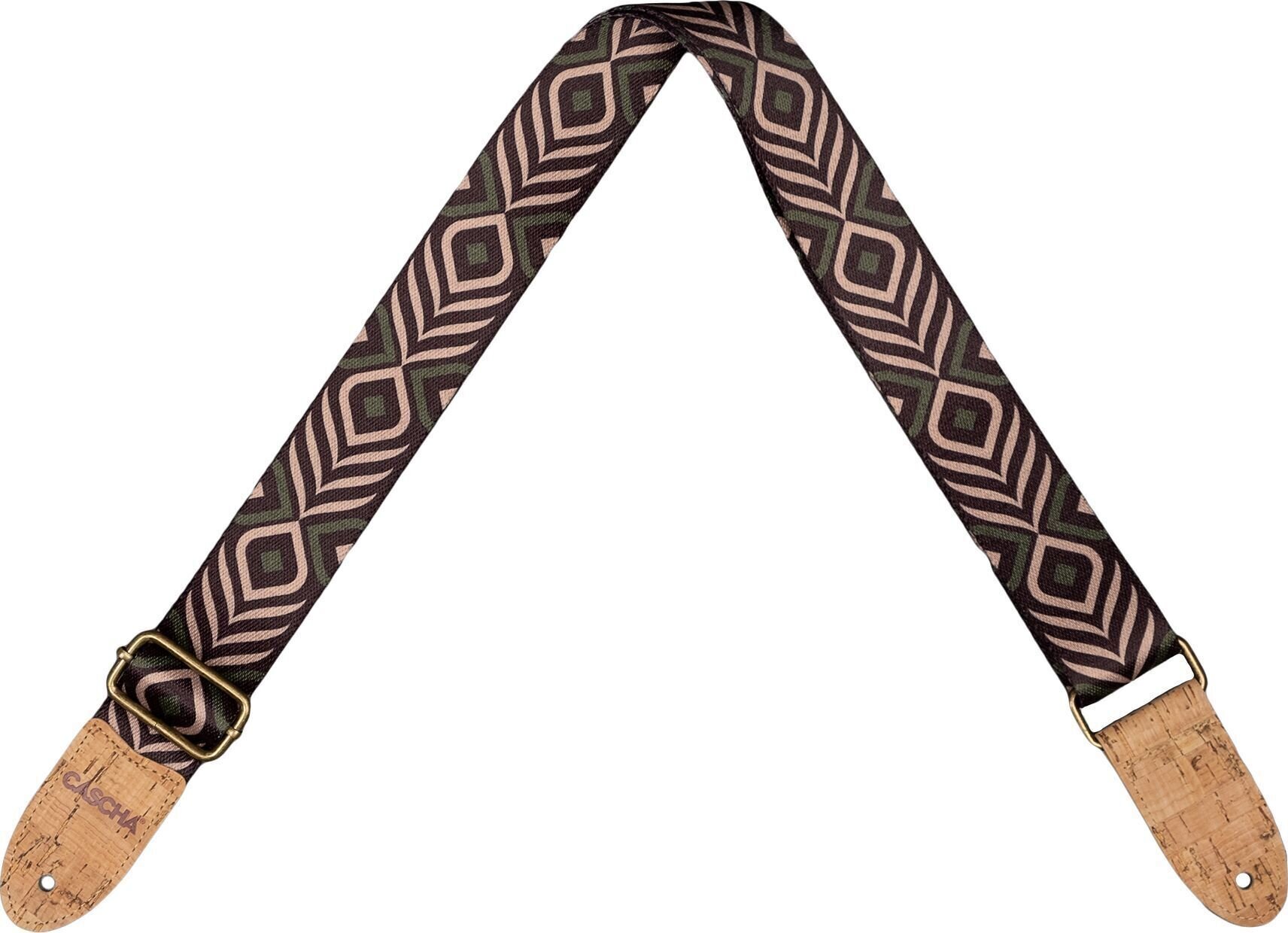 Textile guitar strap Cascha CGS-VC9 Vegan Cork Textile guitar strap Green Chevron