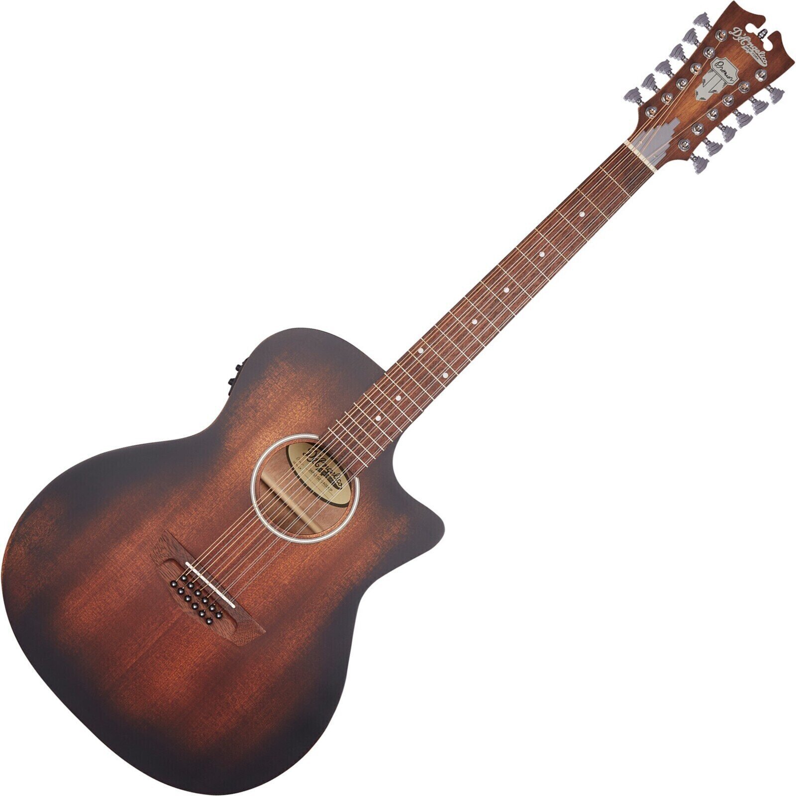 Guitarra eletroacústica de 12 cordas D'Angelico Premier Fulton LS Aged Mahogany Guitarra eletroacústica de 12 cordas