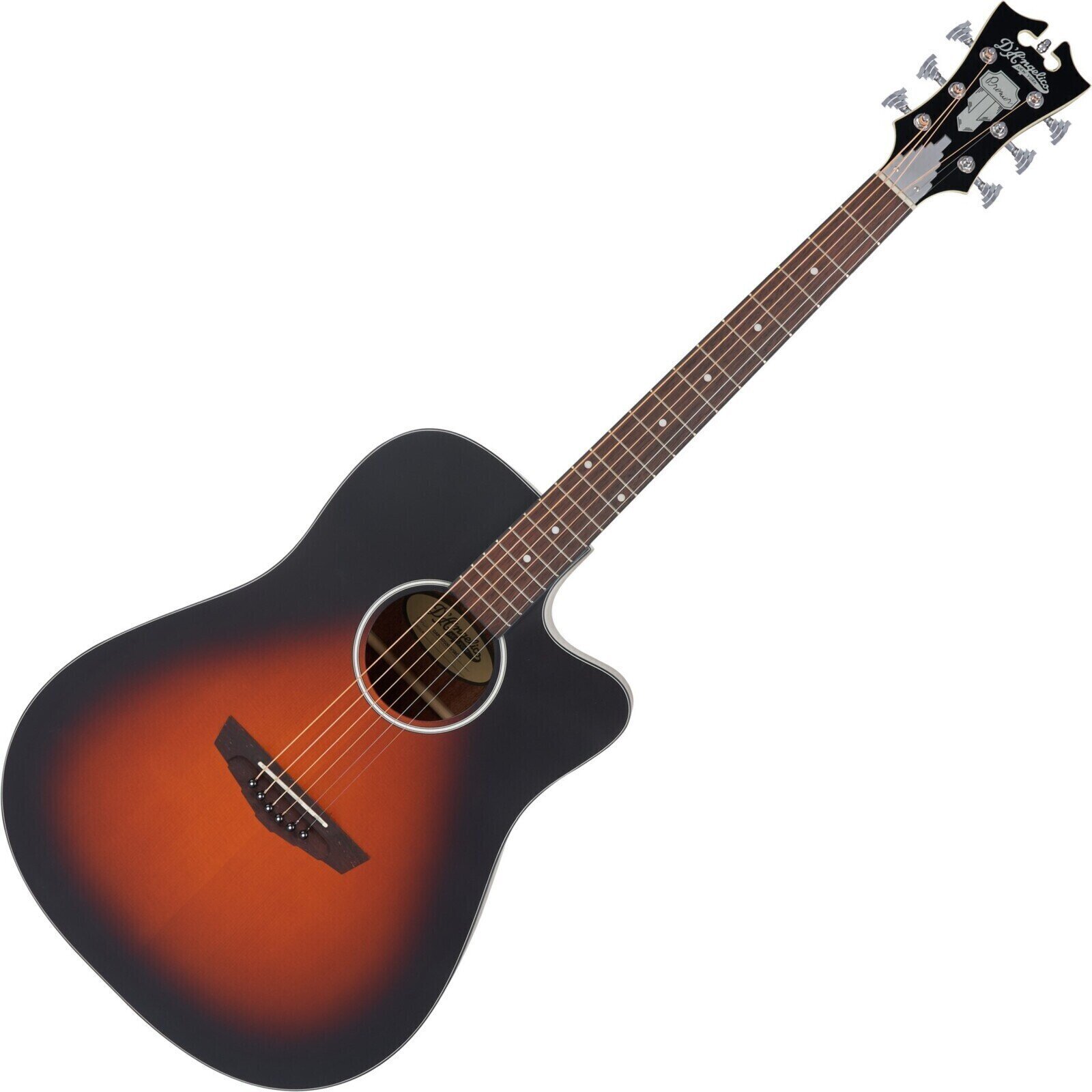 Guitare Dreadnought acoustique-électrique D'Angelico Premier Bowery LS Satin Vintage Sunburst Guitare Dreadnought acoustique-électrique